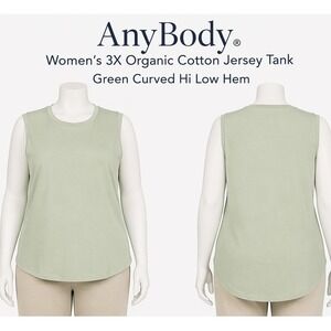 AnyBody Organic‎ Cotton Jersey Tank Top Green Sleeveless Plus Size 3X A397156